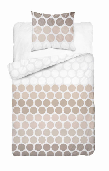 Pościel satynowa 140x200 Beżowe groszki na bieli 100% bawełna - Home Satin 763894