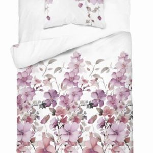 Pościel satynowa 140×200 Biała w pastelowe kwiaty 100% bawełna – Home Satin 763999