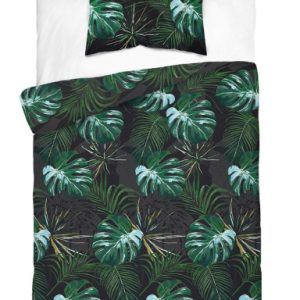 Pościel satynowa 140×200 czarna zielona liście z poszewką Home Satin 764214 Pościel satynowa 140×200 czarna zielona liście z poszewką Home Satin 764214
