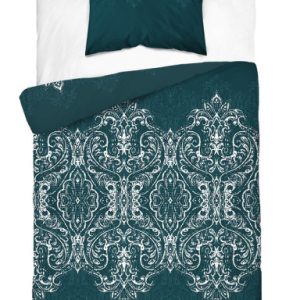 Pościel satynowa 140×200 turkusowa ciemna glamour ornamenty 98043