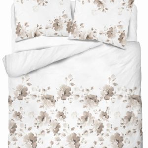 Pościel satynowa 160×200 Beżowa brązowa kwiaty Home Satin 765355