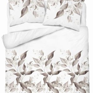 Pościel satynowa 160×200 Beżowa brązowa liście Home Satin 765412
