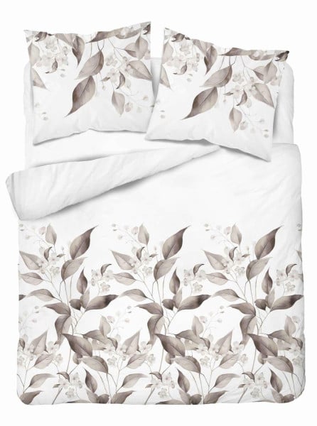 Pościel satynowa 160x200 Beżowa brązowa liście Home Satin 765412