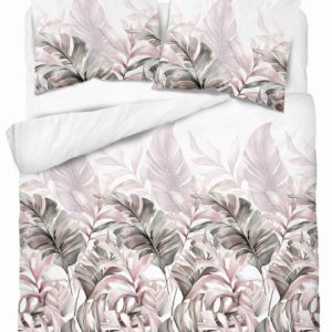 Pościel satynowa 160×200 biała liście tropikalne różowe Home Elegance 963784 Pościel satynowa 160×200 biała liście tropikalne różowe Home Elegance 963784