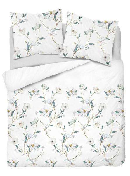 Pościel satynowa 160x200 kremowa zielona kwiaty 4070 B Home Satin 001 1065773