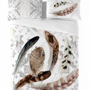 Pościel satynowa 160×200 pióra biała beżowa Prestige 774284 Pościel satynowa 160×200 pióra biała beżowa Prestige 774284