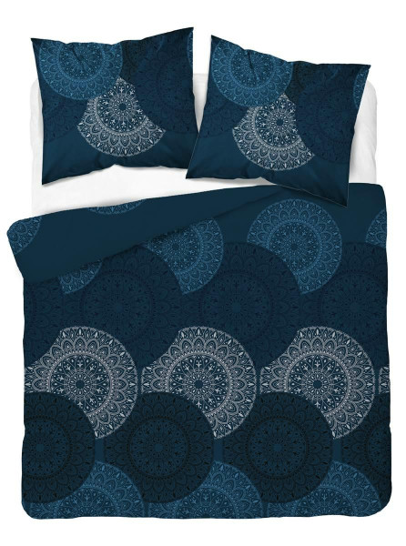 Pościel satynowa 180x200 granatowa niebieska biała geometria Home Satin 765368