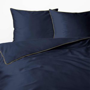 Pościel satynowa 180×200 granatowa z lamówką Mako Satin 765467 Pościel satynowa 180×200 granatowa z lamówką Mako Satin 765467