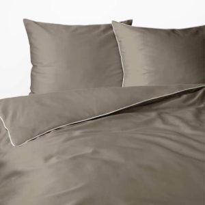 Pościel satynowa 180×200 taupe z lamówką Mako Satin 765454 Pościel satynowa 180×200 taupe z lamówką Mako Satin 765454