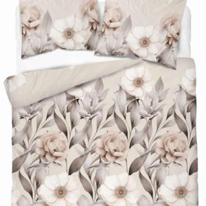 Pościel satynowa 220×200 cieniowane kwiaty w odcieniach beżu Home Satin 765382 Pościel satynowa 220×200 cieniowane kwiaty w odcieniach beżu Home Satin 765382