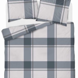 Pościel satynowa 220×200 kratka duża szara beżowa Home Satin 765351