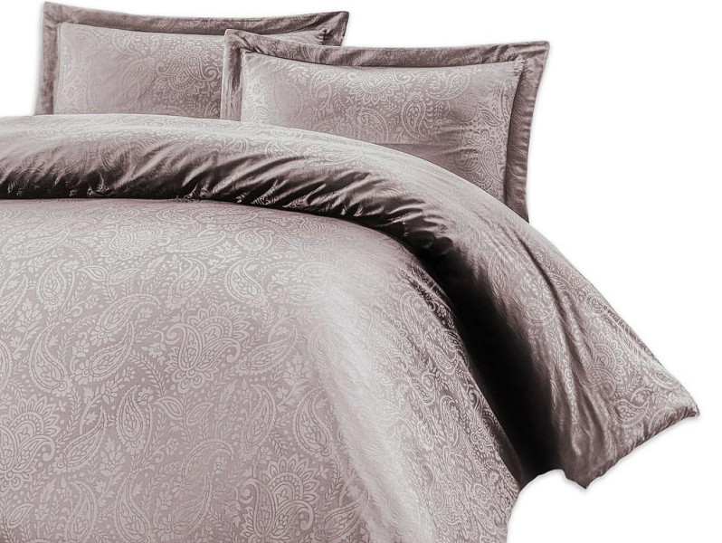 Pościel satynowa 220x200 Sal lililowa w pudełku ornamenty Luxury Premium 763230