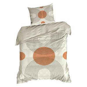 Pościel satynowa bawełna SPRING 140×200 geometryczna beżowo-pomarańczowa 1032036 Pościel satynowa bawełna SPRING 140×200 geometryczna beżowo-pomarańczowa 1032036
