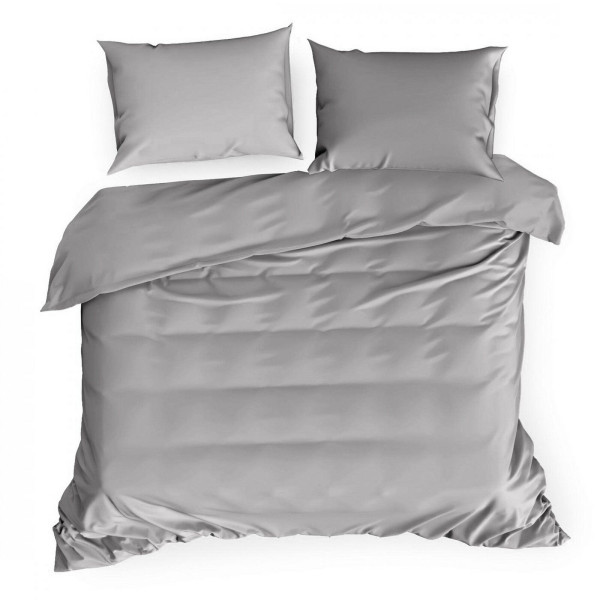 Pościel satynowa Harmony 220x200 + 70x80 szara elegancja i komfort 1008334