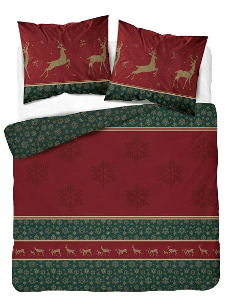 Pościel świąteczna 220x200 bord-ziel renifery – 5817 A – Christmas Comfort 1027333