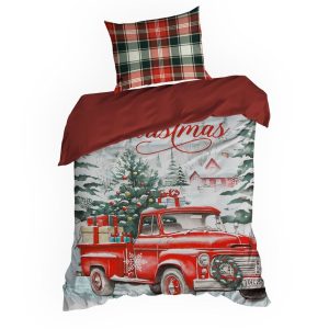 Pościel Świąteczna XMAS bawełna czerwona 140×200 cm krata choinka 951261 Pościel Świąteczna XMAS bawełna czerwona 140×200 cm krata choinka 951261