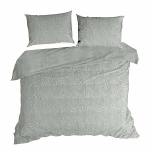 Pościel welurowa 220×200 Flano srebrna liście 763190 Pościel welurowa 220×200 Flano srebrna liście 763190
