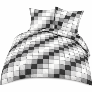 Pościel z kory 160×200 kostka kratka geometria szara grafitowa 1025867 Pościel z kory 160×200 kostka kratka geometria szara grafitowa 1025867