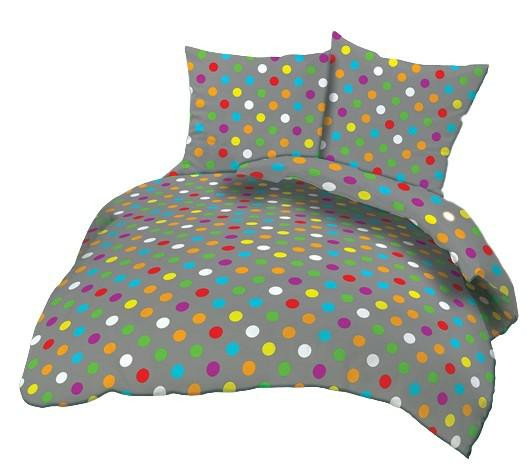 Pościel z kory 200x220 030B szara groszki kolorowe guziki 100% bawełna 1078318
