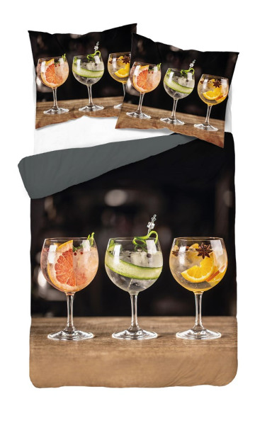 Pościel z mikrofibry 3D Magic 160x200 kolorowe drinki czarna 1065757