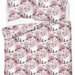 Pościel z perkalu 220×200 biała w różowe kwiaty – 5894 A – Soft Garden 1065739 Pościel z perkalu 220×200 biała w różowe kwiaty – 5894 A – Soft Garden 1065739