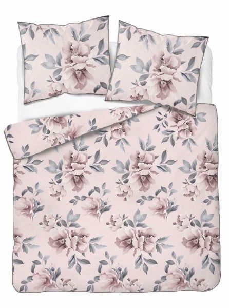Pościel z perkalu 220x200 różowa w duże kwiaty - 5898 A - Soft Garden 1065747