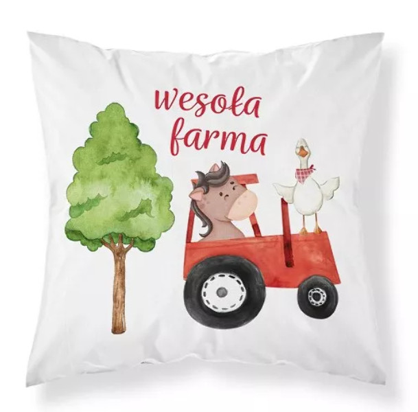 Poszewka 40x40 czerwony traktor biała szara PSBA 04 A Mayamoo 26 983082