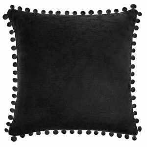 Poszewka 40×40 Pompie czarna z mikrofibry z pomponami 84313 Poszewka 40×40 Pompie czarna z mikrofibry z pomponami 84313