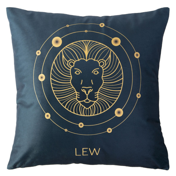 Poszewka 40x40 Zodiak Lew turkusowa ciemna welurowa 83159
