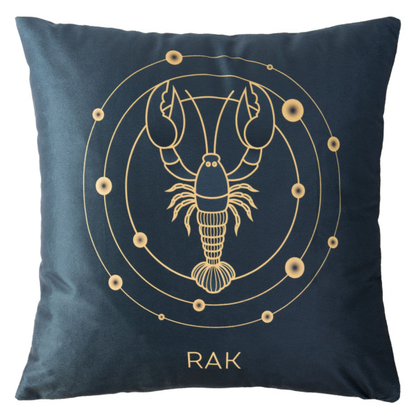 Poszewka 40x40 Zodiak Rak turkusowa ciemna welurowa 84492