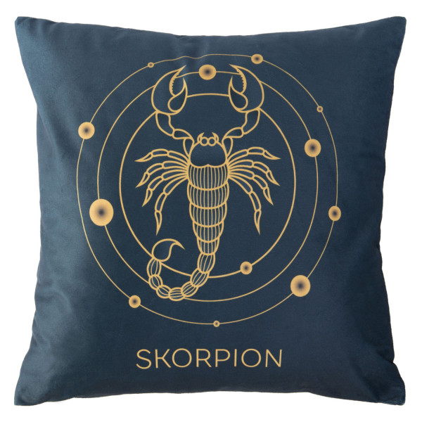 Poszewka 40x40 Zodiak Skorpion turkusowa ciemna welurowa 83452