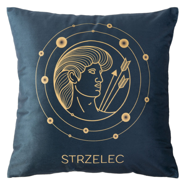 Poszewka 40x40 Zodiak Strzelec turkusowa ciemna welurowa 84469