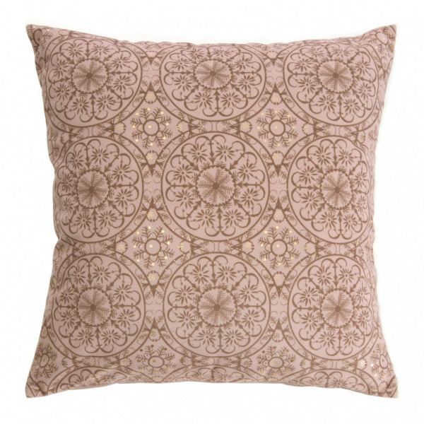 Poszewka 45x45 10 pudrowa beżowa rozety welurowa ornamenty 83455