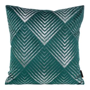 Poszewka 45×45 36 turkusowa ciemna srebrna geometryczna 84418