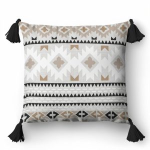 Poszewka 45×45 5392 A szara beżowa czarna geometryczna Panama 58 965043