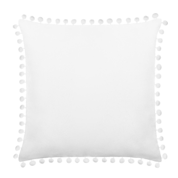 Poszewka 45x45 Fluffy biała z pomponami 84495
