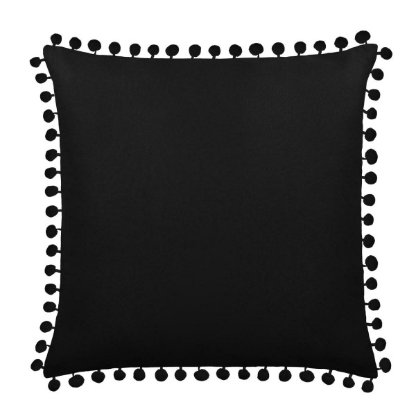 Poszewka 45x45 Fluffy czarna z pomponami 83109