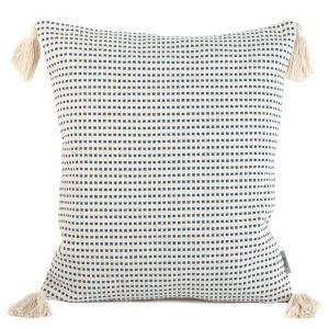 Poszewka 45×45 granatowa ozdobiona pomponami Terra 82996 Poszewka 45×45 granatowa ozdobiona pomponami Terra 82996