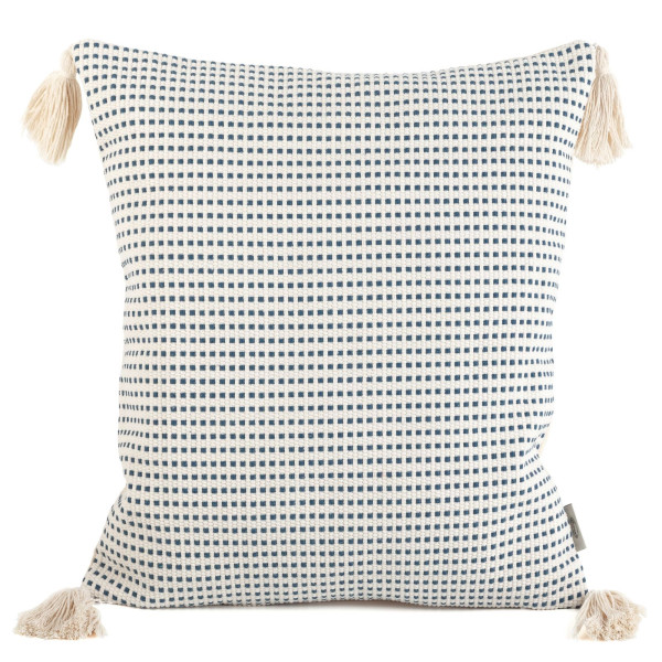 Poszewka 45x45 granatowa ozdobiona pomponami Terra 82996