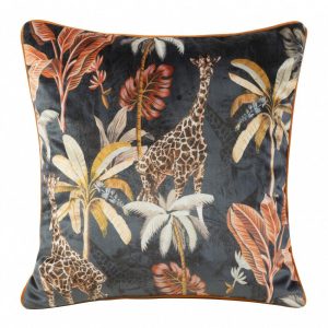 Poszewka 45×45 Velvet 22 liście palmy żyrafa botanika czarna 83127 Poszewka 45×45 Velvet 22 liście palmy żyrafa botanika czarna 83127
