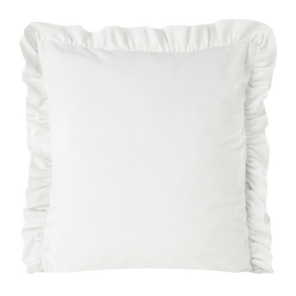 Poszewka 45x45 Velvet 25 B biała welurowa falbanka 84232
