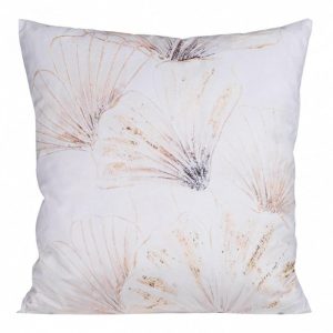 Poszewka 45×45 Velvet 8 kwiaty biała beżowa liście miłorzębu 84244 Poszewka 45×45 Velvet 8 kwiaty biała beżowa liście miłorzębu 84244