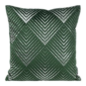 Poszewka 45×45 zielona ciemna srebrna geometryczna welurowa 83008 Poszewka 45×45 zielona ciemna srebrna geometryczna welurowa 83008