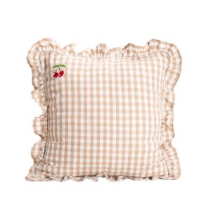 Poszewka ABRIL beżowa w kratkę z ozdobnym haftem 45x45cm HOMLA 945947 Poszewka ABRIL beżowa w kratkę z ozdobnym haftem 45x45cm HOMLA 945947