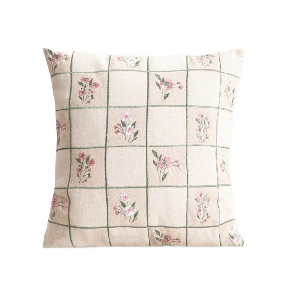 Poszewka DAMINI z dodatkiem lnu w kwiatowy wzór 45x45cm HOMLA 945949