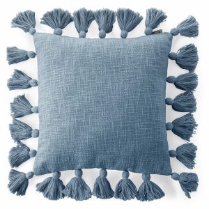 Poszewka dekoracyjna 45×45 cm boho frędzle granatowa chwosty 413611 Poszewka dekoracyjna 45×45 cm boho frędzle granatowa chwosty 413611