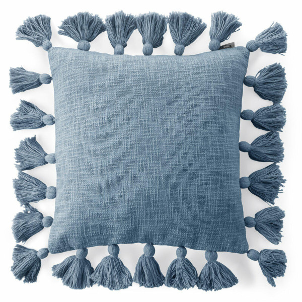 Poszewka dekoracyjna 45x45 cm boho frędzle granatowa chwosty 413611