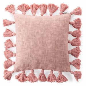 Poszewka dekoracyjna ASTI 45×45 cm boho frędzle róż chwosty 413529 Poszewka dekoracyjna ASTI 45×45 cm boho frędzle róż chwosty 413529