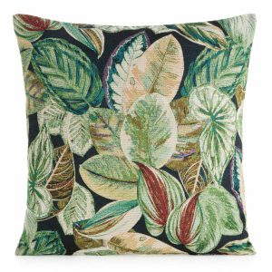 Poszewka dekoracyjna Gobelin 08 45×45 cm zielona wzór liści boho 1032124 Poszewka dekoracyjna Gobelin 08 45×45 cm zielona wzór liści boho 1032124