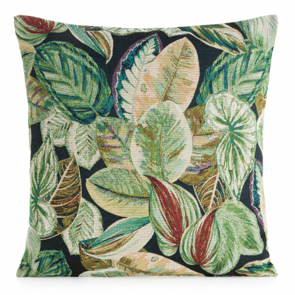 Poszewka dekoracyjna Gobelin 08 45x45 cm zielona wzór liści boho 1032124